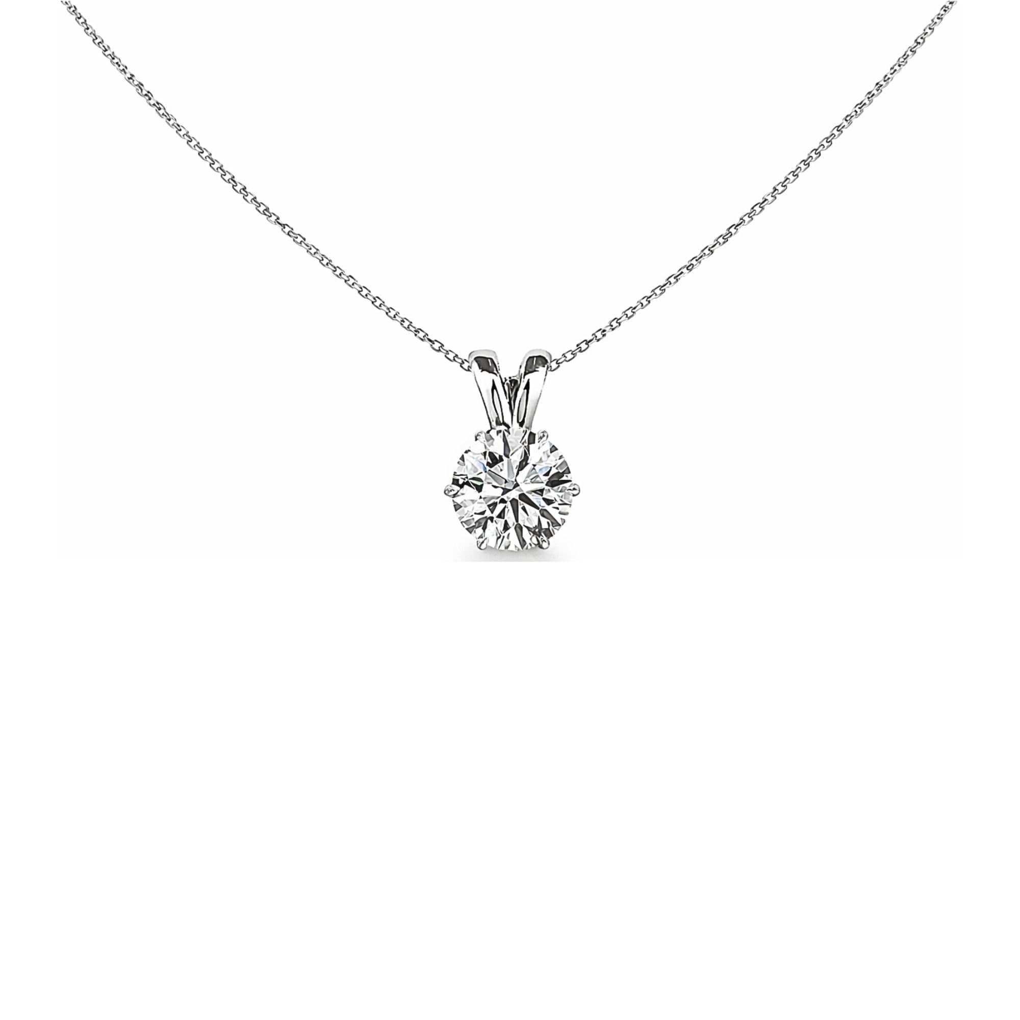 0.50 Carat Certified Brilliant Round Lab Diamond Solitaire Pendant with Chain in Silver Clear Front Image
