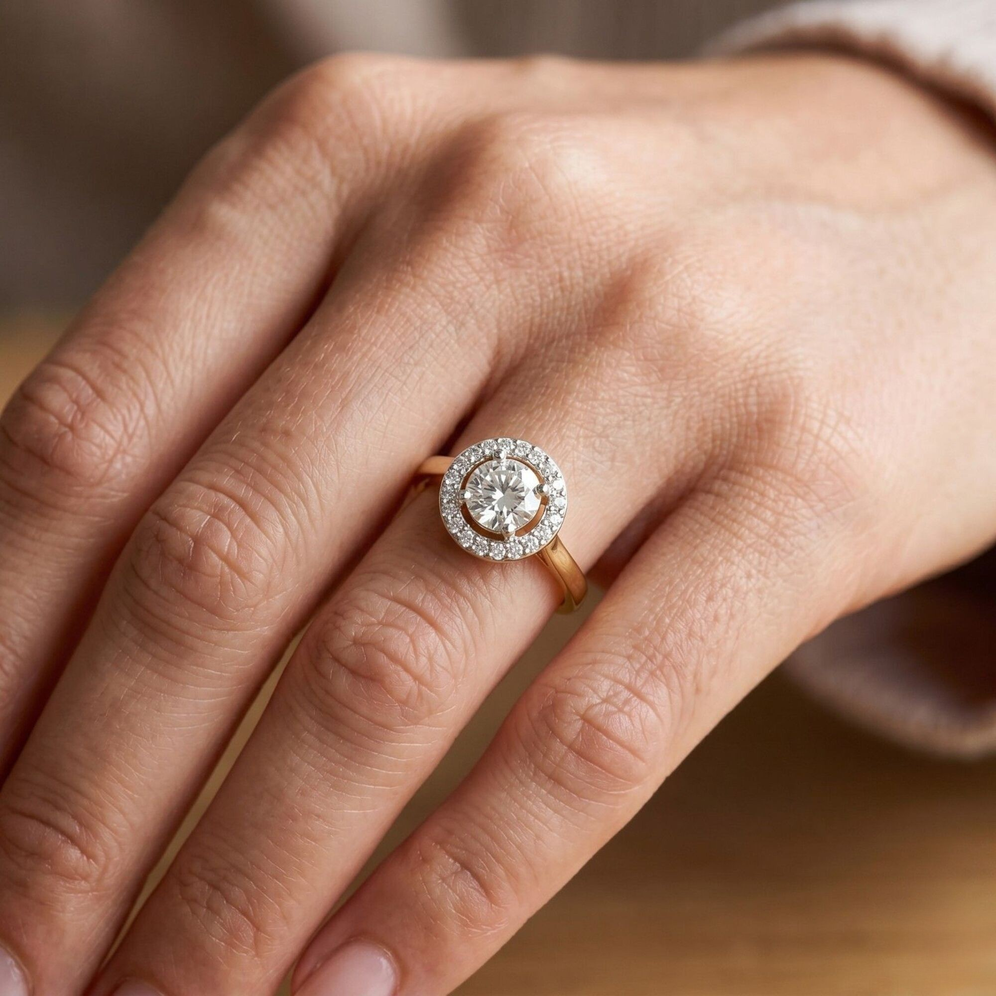 Front view of MYZA IGI Certified 0.50 carat lab-grown diamond ring in 14K hallmarked gold, featuring a centered round brilliant diamond. A refined choice in lab diamond rings and ideal for those seeking a lab grown diamond engagement ring with minimalist elegance and ethical craftsmanship.