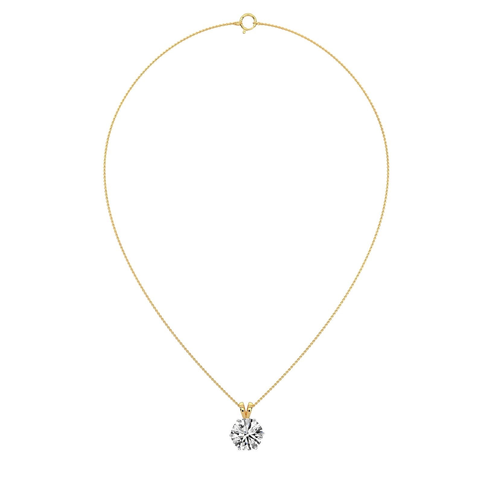 2-Carats (8.0 mm) Necklace, Discover the full-length view of MYZA’s 2-carat IGI Certified lab-grown diamond necklace with chain, crafted in 18K hallmark gold. This stunning piece showcases a seamless design with eco-friendly, ethically sourced diamonds that radiate brilliance and sophistication. The full chain view highlights the perfect balance of luxurious diamonds and durable craftsmanship, making it an ideal statement piece for any occasion. Shop MYZA’s sustainable and luxurious lab-grown diamond.