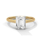 Front view of MYZA Diamonds' 3 carat emerald cut lab-grown diamond classic band ring in 18K hallmark gold. This luxurious and sustainable design features a brilliant lab-grown diamond, making it the perfect choice for an elegant engagement or wedding ring.