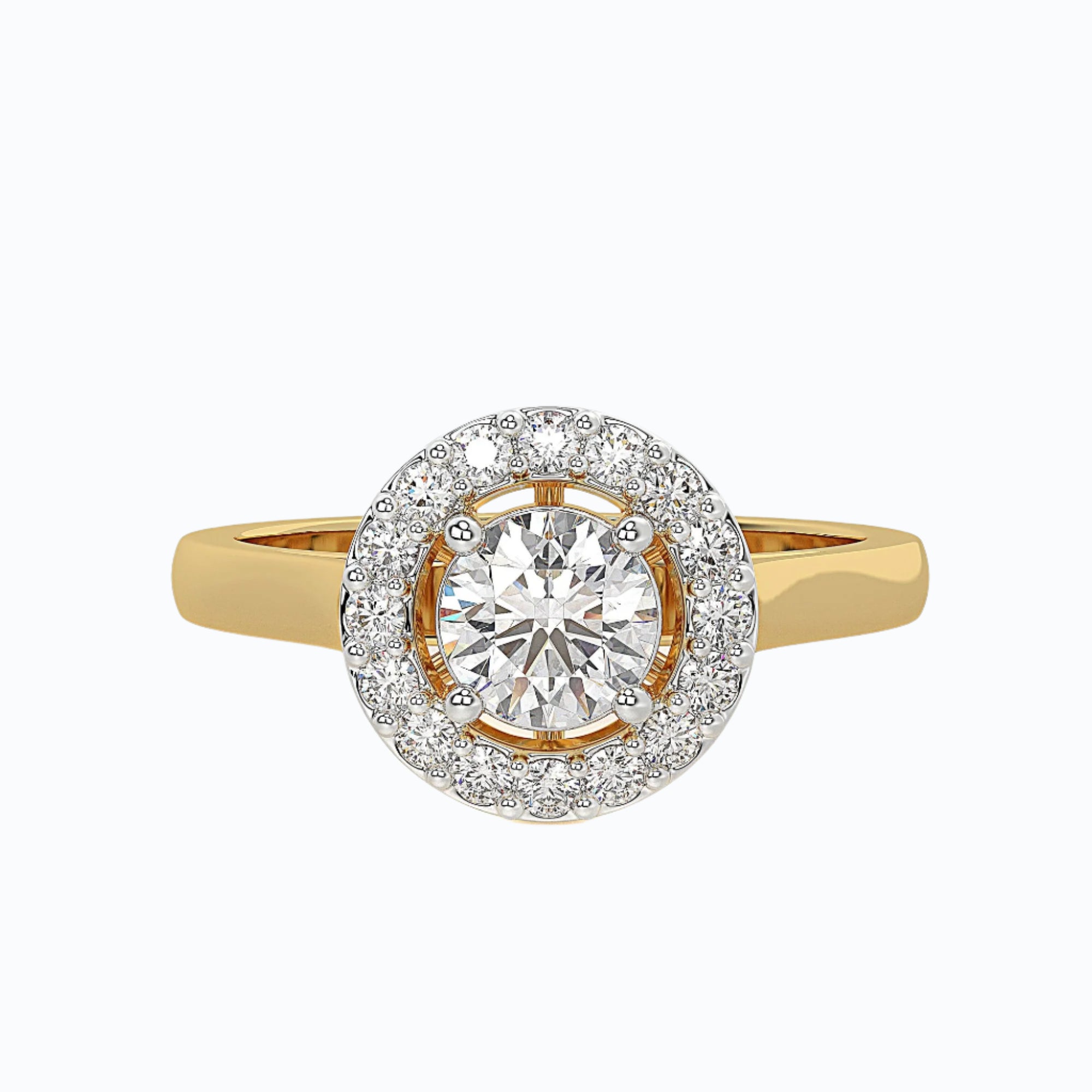 Front view of MYZA IGI Certified 0.50 carat lab-grown diamond ring in 14K hallmarked gold, featuring a centered round brilliant diamond. A refined choice in lab diamond rings and ideal for those seeking a lab grown diamond engagement ring with minimalist elegance and ethical craftsmanship.
