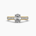 Close-up view of MYZA Diamonds' 1-carat oval cut lab-grown diamond ring in 18K hallmark gold. The image highlights the exquisite oval cut diamond's clarity and sparkle, emphasizing its luxurious yet sustainable design, perfect for engagement rings.
