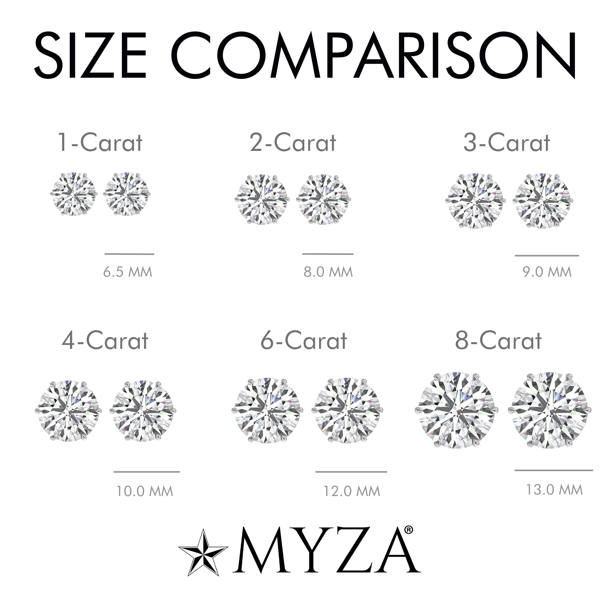 1-Carat MYZA Sterling Silver Earrings - MYZA