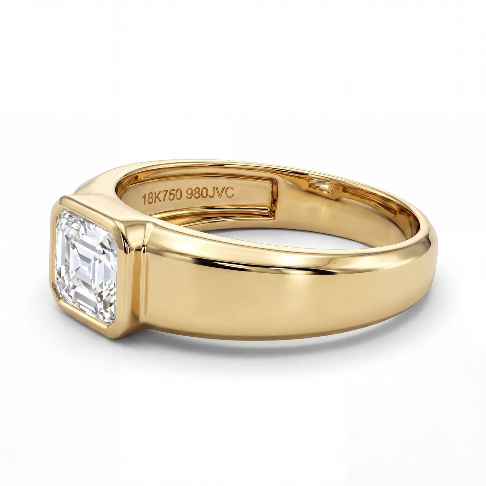 2 Carats MYZA IGI Certified Emerald Cut Lab-Grown Diamond Men's Ring in 18K Hallmarked Gold