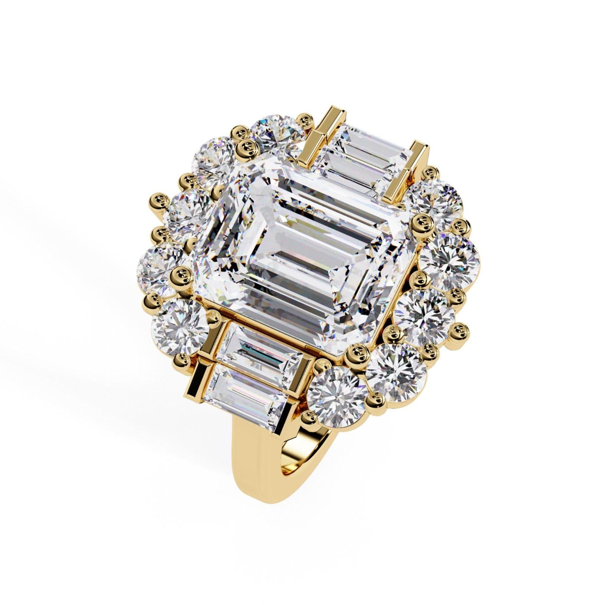 Shop MYZA's IGI Certified 4 Carat Emerald Cut Lab-Grown Diamond Ring in 18K Hallmark Gold. Ethically sourced, conflict-free & stunning. Free shipping available.