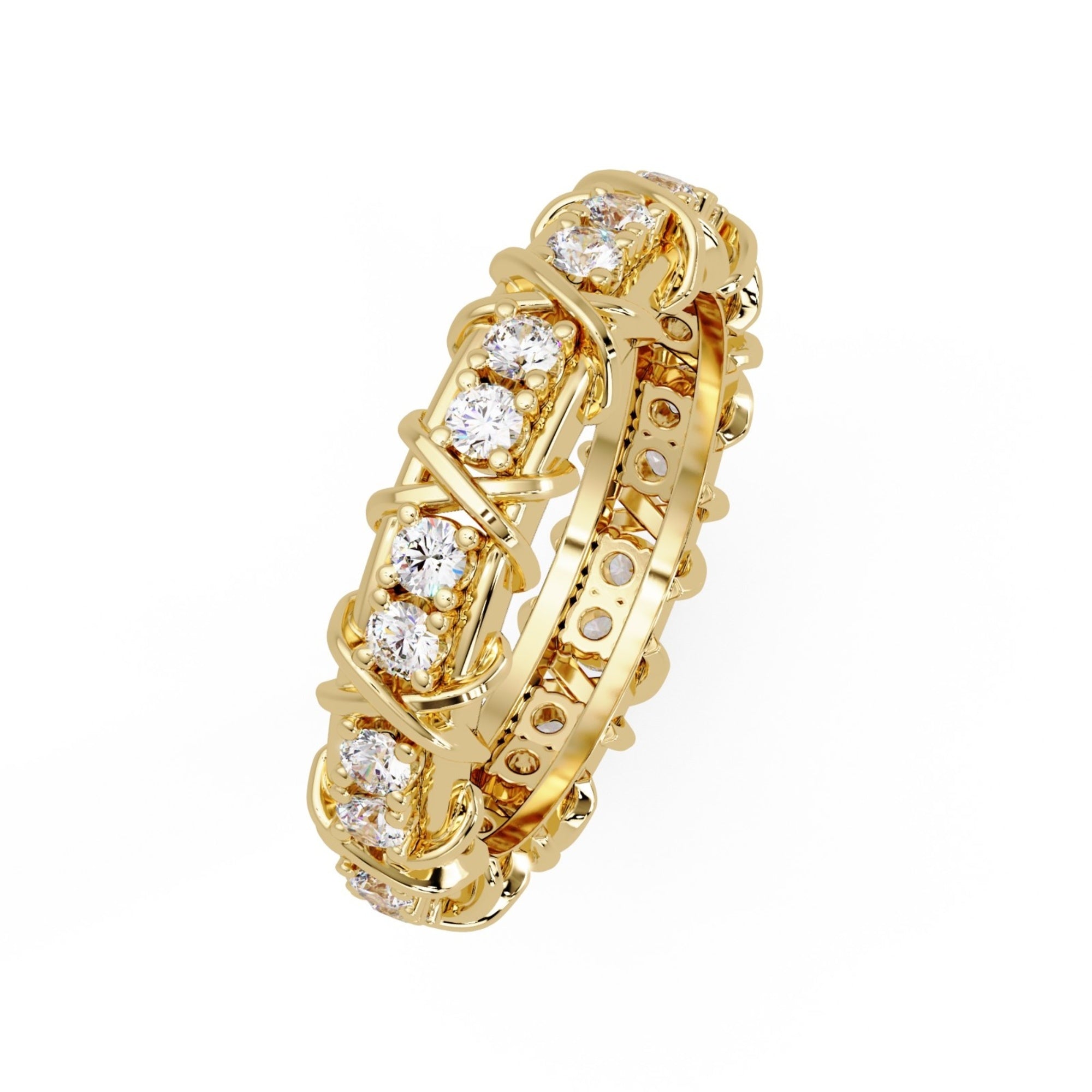 Shop MYZA's 1.32 ct round brilliant lab-grown diamond band ring in 18K hallmarked gold. IGI-certified, ethically sourced, conflict-free luxury jewellery.