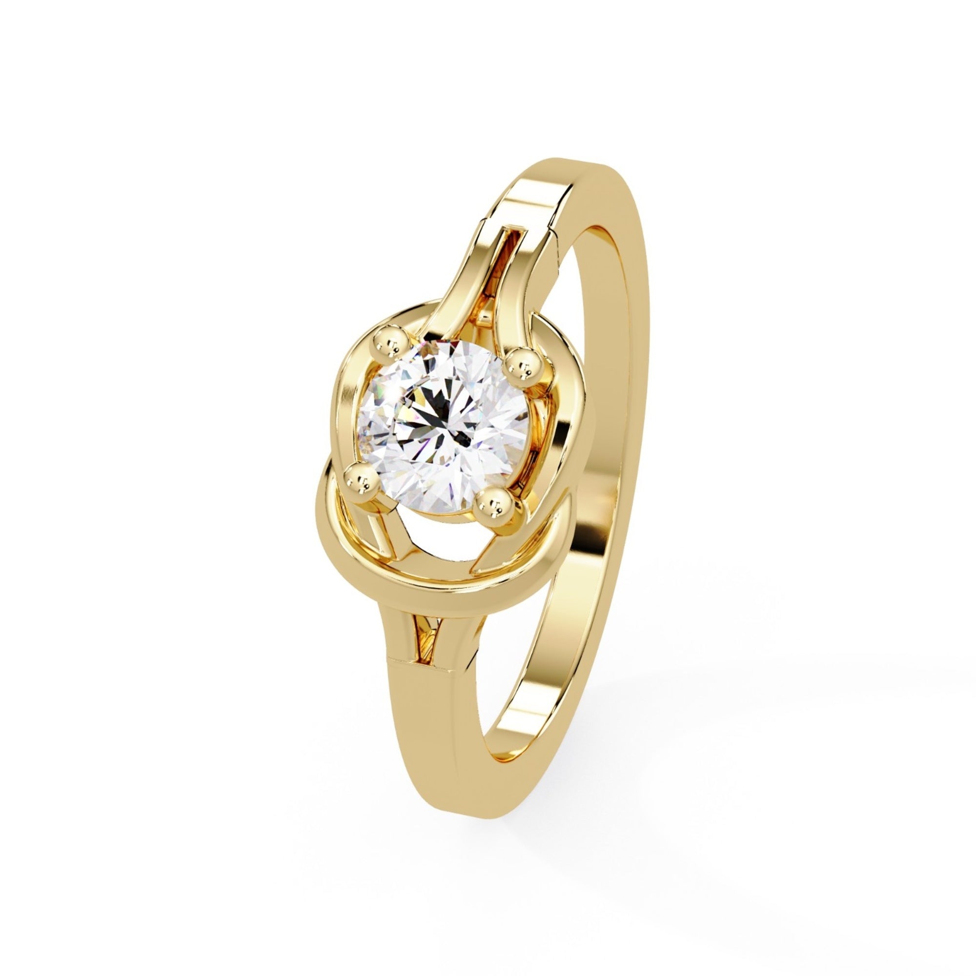 Shop MYZA's 1 Carat IGI Certified Round Brilliant Lab-Grown Diamond Infinity Knot Ring in 18K BIS Hallmarked Gold. Ethical luxury, certified brilliance.