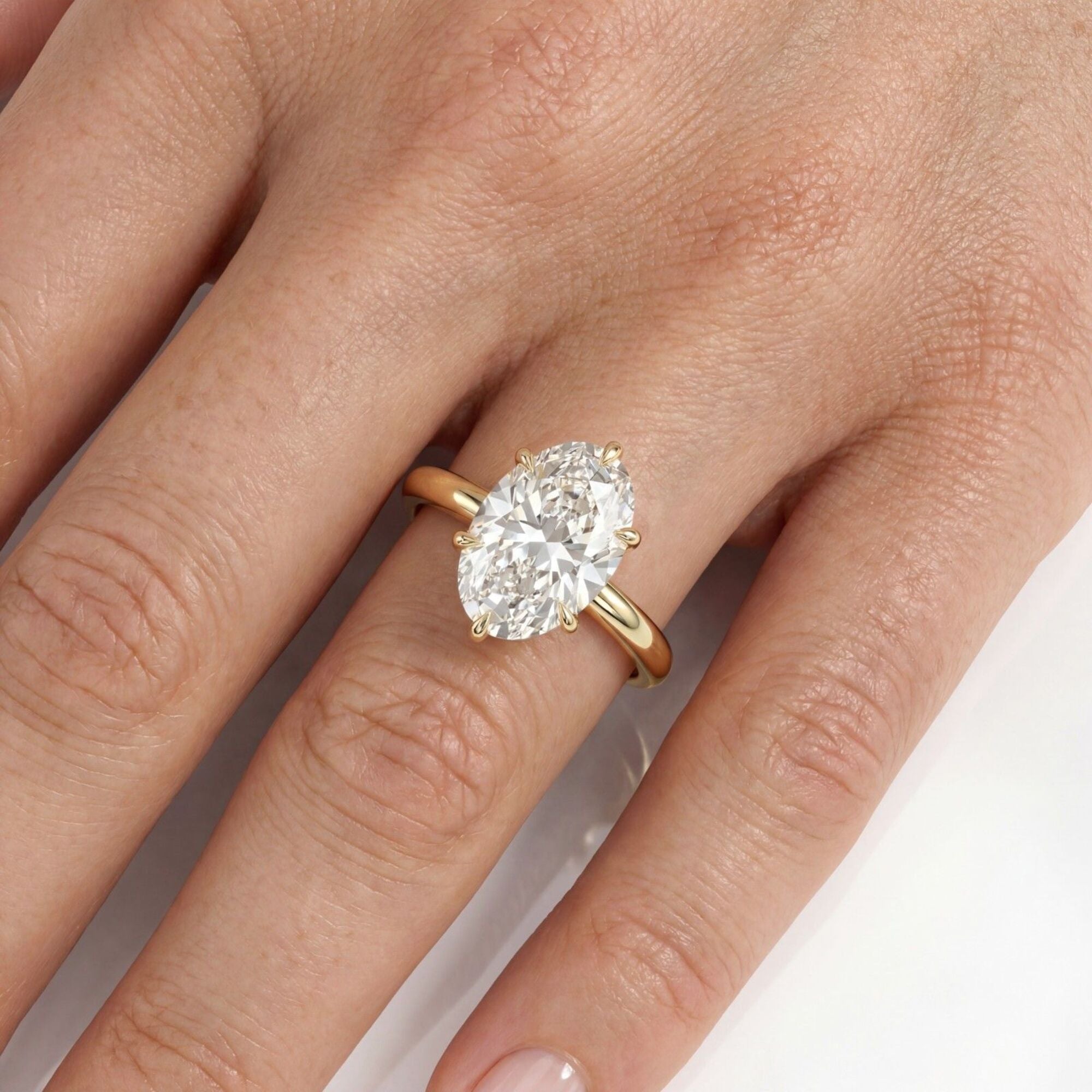 2 Carats MYZA IGI Certified Lab-Grown Oval Cut Diamond Tulip Ring in 18K Hallmarked Gold