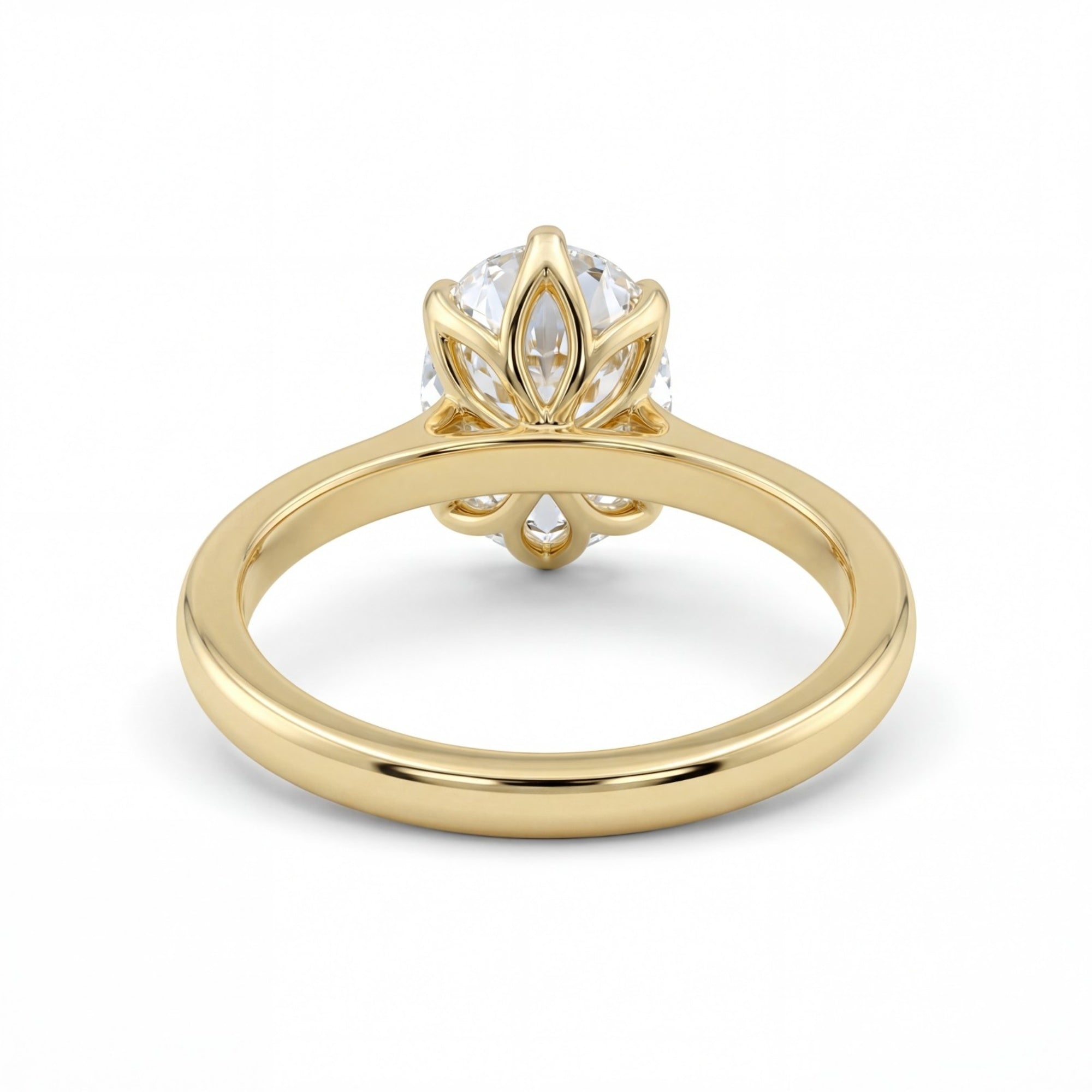 2 Carats MYZA IGI Certified Lab-Grown Oval Cut Diamond Tulip Ring in 18K Hallmarked Gold