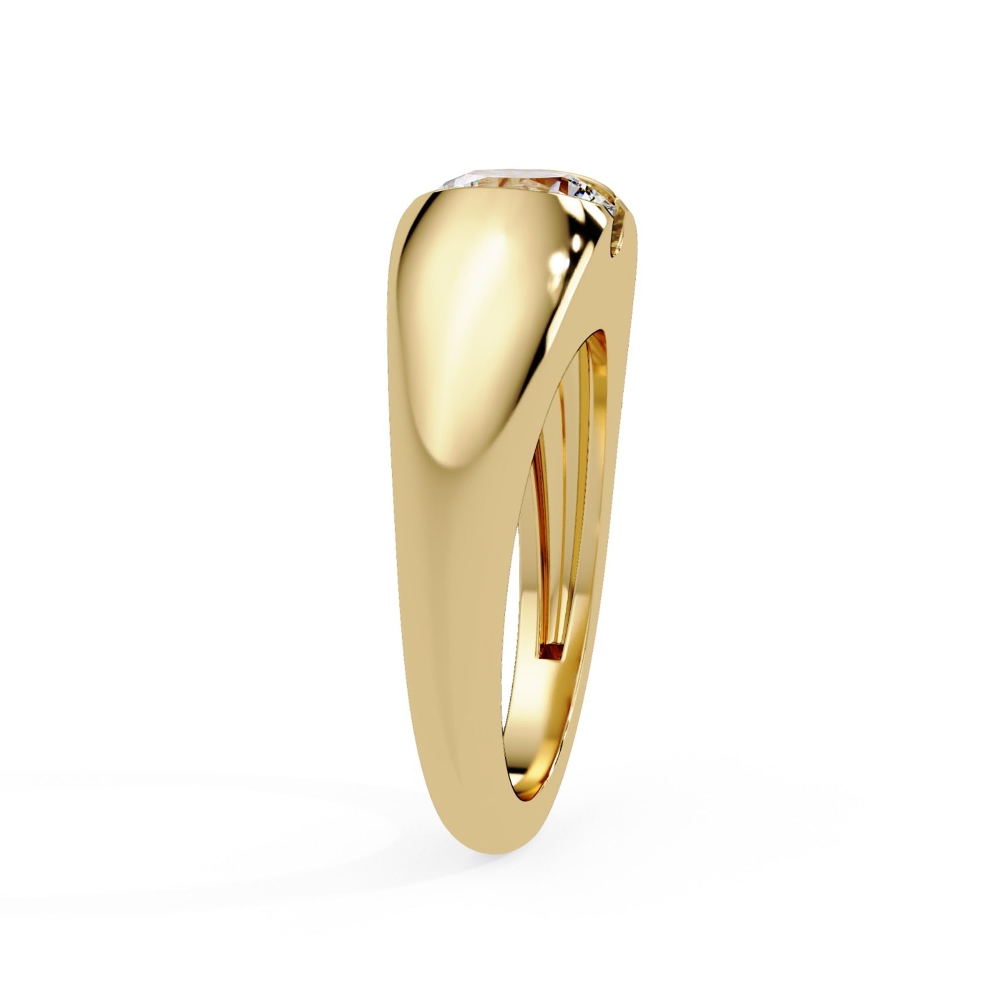 Shop MYZA's 1 Carat IGI Certified Round Brilliant Lab-Grown Diamond Dome Ring in 18K Hallmarked Gold. Ethical luxury. Certified brilliance. Free shipping in India.