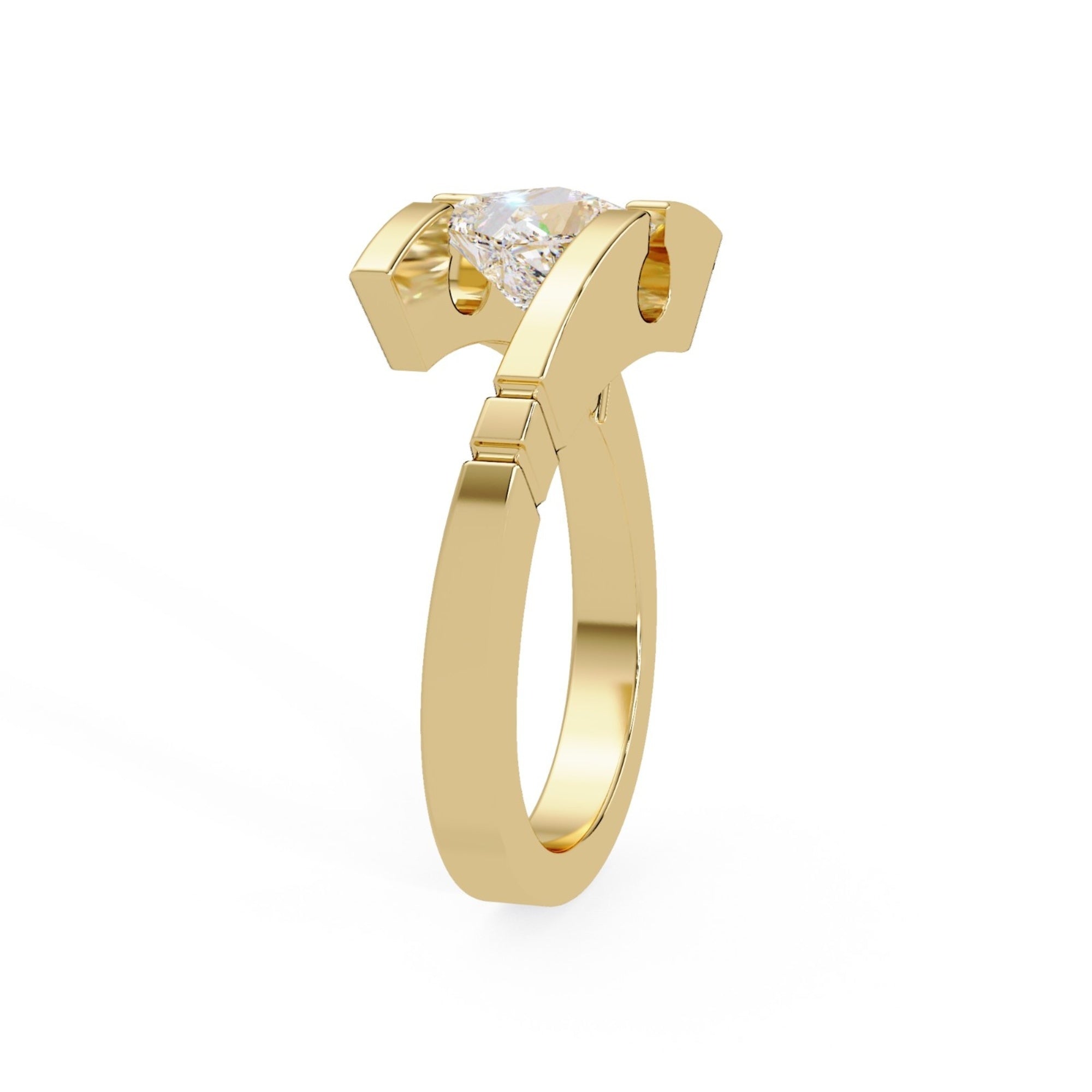 Shop MYZA's 1 Carat IGI Certified Princess Cut Lab-Grown Diamond Ring in 18K Hallmarked Gold. Ethical, brilliant & BIS certified. Free shipping across India.