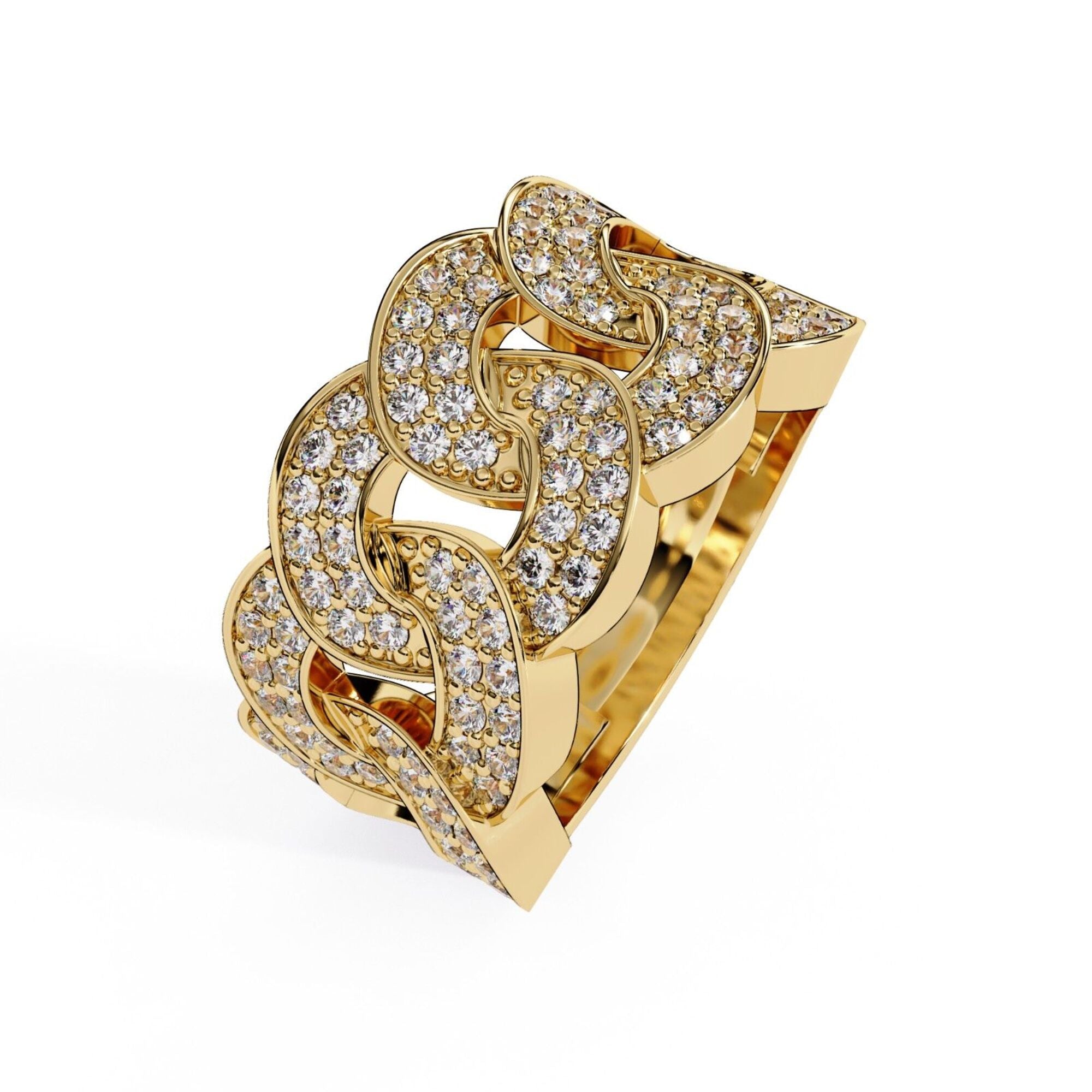 Shop MYZA's 1.47 ct round brilliant lab-grown diamond Cuban ring in 18K hallmarked gold. 98 IGI-certified diamonds. Ethical luxury. Free shipping in India.