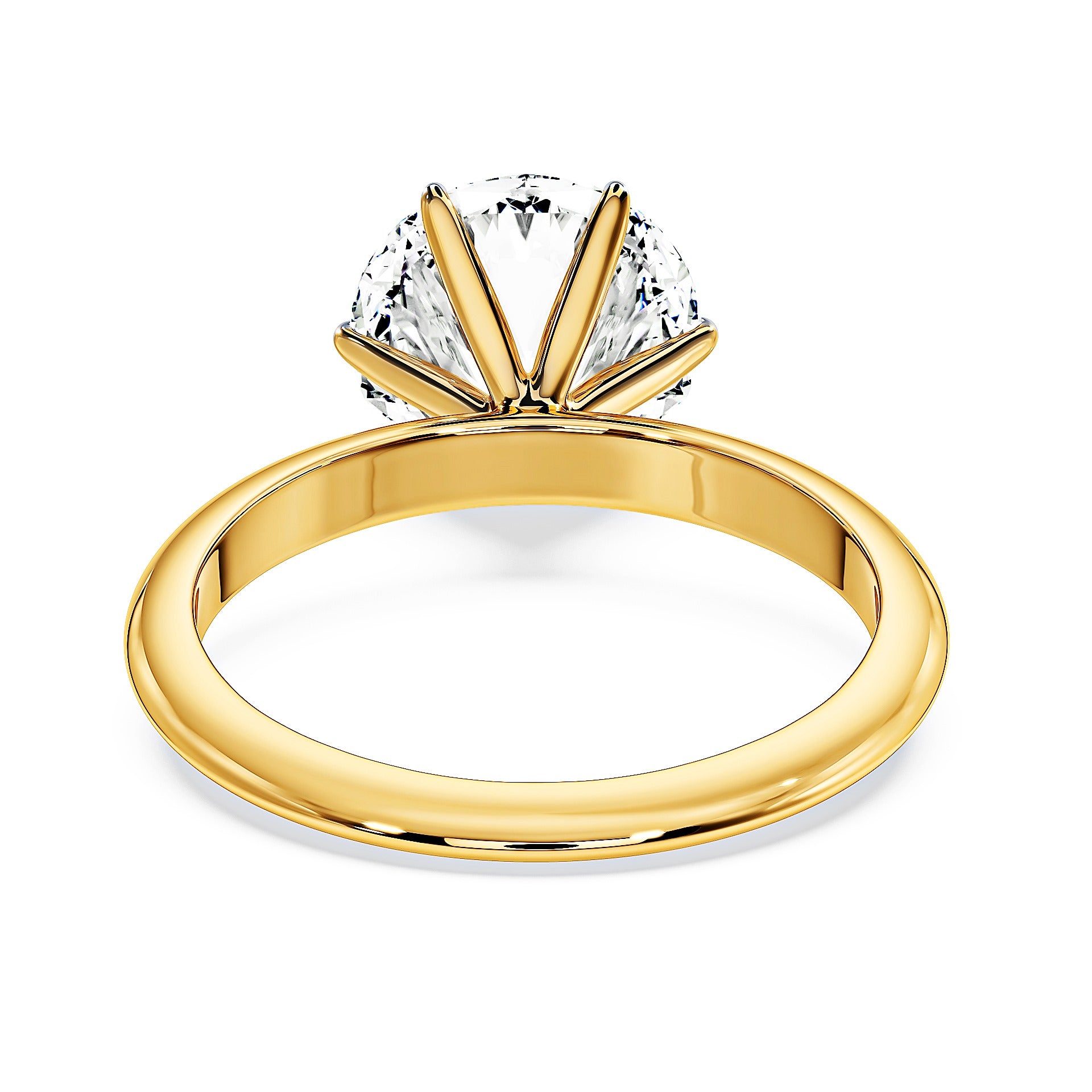 3-Carats Bottom view of MYZA 3 carats IGI certified lab-grown diamond women's ring in 18kt hallmark gold, showcasing ISO and BIS certification. This exquisite piece is crafted with precision and elegance, perfect for those seeking quality assurance and authenticity in their jewelry. Shop now for stunning lab-grown diamonds and certified gold rings.