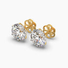 View the stunning side-front angle of MYZA's 4-carat IGI certified lab-grown diamond earrings, beautifully set in 18K hallmark gold. These earrings showcase a perfect balance of modern elegance and timeless luxury. Shop now for lab-grown diamond earrings that offer both brilliance and sustainability.
