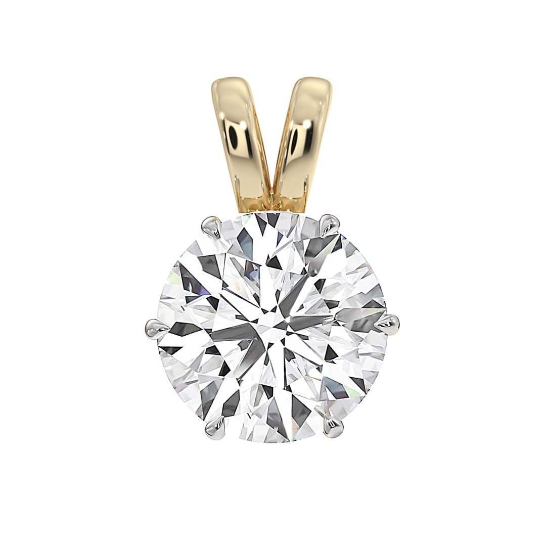 Front view of MYZA 4 ct IGI certified lab-grown diamond pendant in hallmark gold, showcasing ISO and BIS certifications. Exquisite craftsmanship meets quality assurance. Ideal for those seeking certified lab-grown diamonds and hallmark gold jewelry. Shop now!