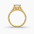 Top front view of MYZA Diamonds' 3-carat eternity band emerald cut lab-grown diamond ring in 18K hallmark gold. This perspective highlights the continuous row of emerald cut diamonds, showcasing their brilliance and the elegant band design, ideal for an engagement or wedding ring with sustainable luxury.