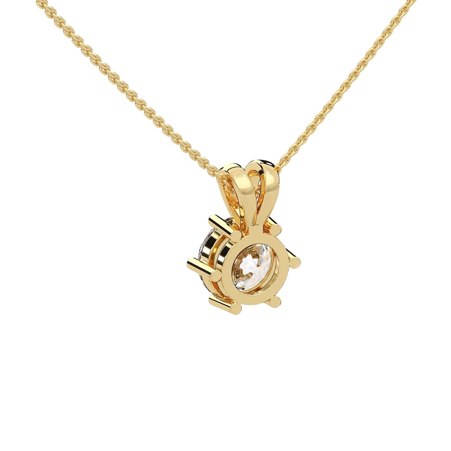 2-Carats (8.0 mm) Necklace, Explore the back side view of MYZA’s lab-grown diamond necklace with chain, set in 18K gold. This elegant necklace features IGI certified lab-grown diamonds, known for their exceptional clarity and eco-friendly origins. The durable and stylish 18K gold chain ensures a secure fit, while the necklace offers a sustainable alternative to traditional diamond jewelry. Perfect for luxury shoppers seeking an ethical and radiant piece for any occasion. Shop MYZA’s collection.