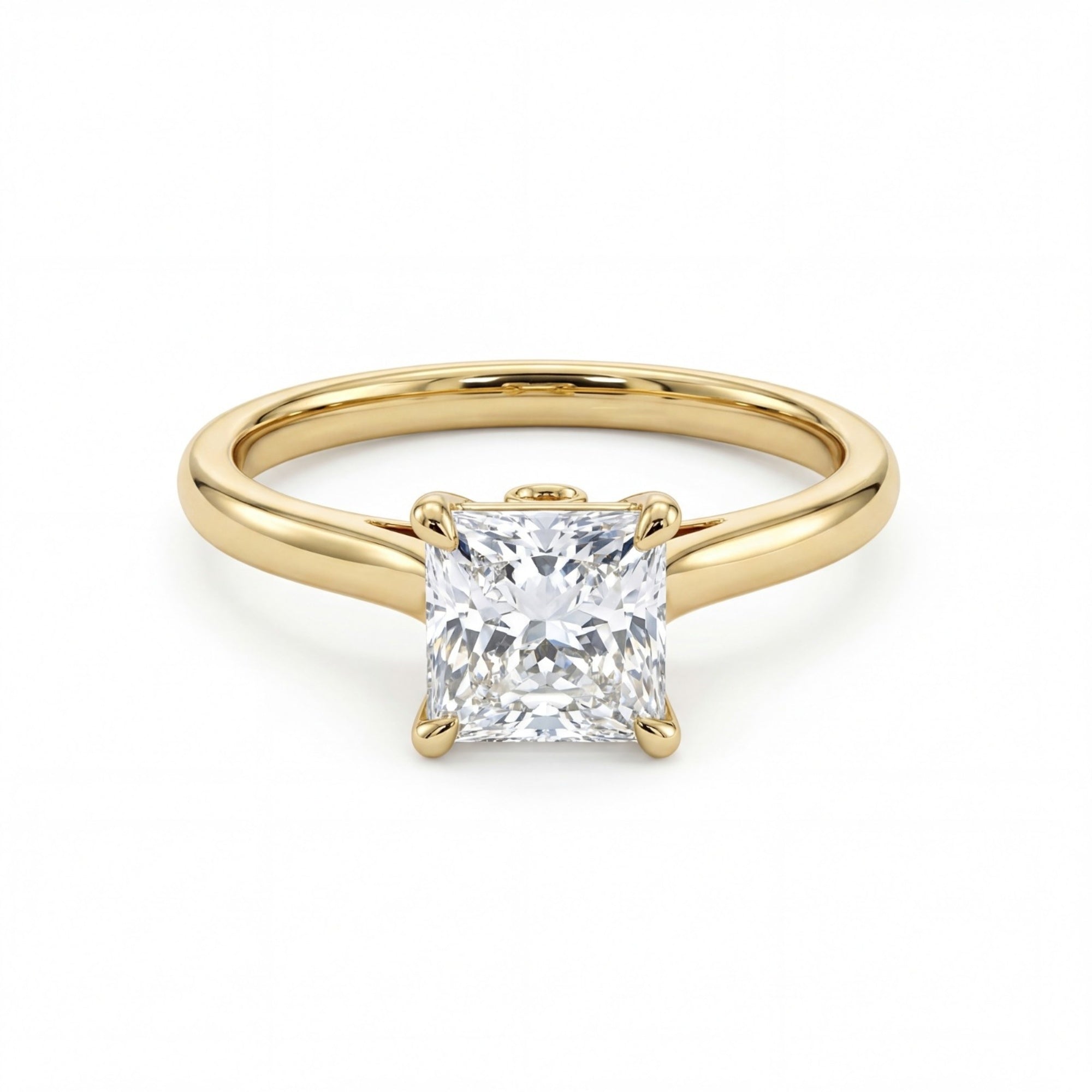 1 Carat MYZA IGI Certified Princess Cut Lab-Grown Diamond Ring in 18K Hallmarked Gold