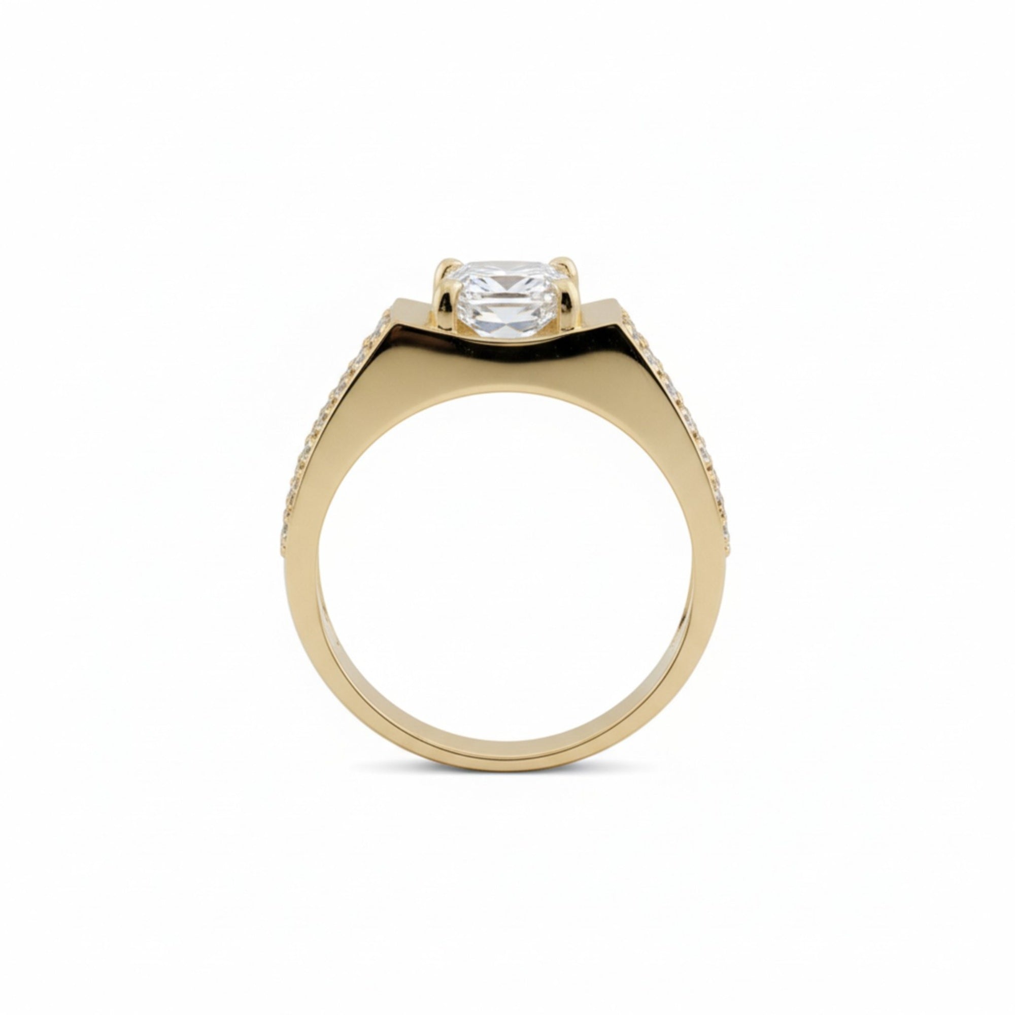 2 Carats MYZA IGI Certified Round Brilliant Lab-Grown Diamond Men's Ring in 18K Hallmarked Gold