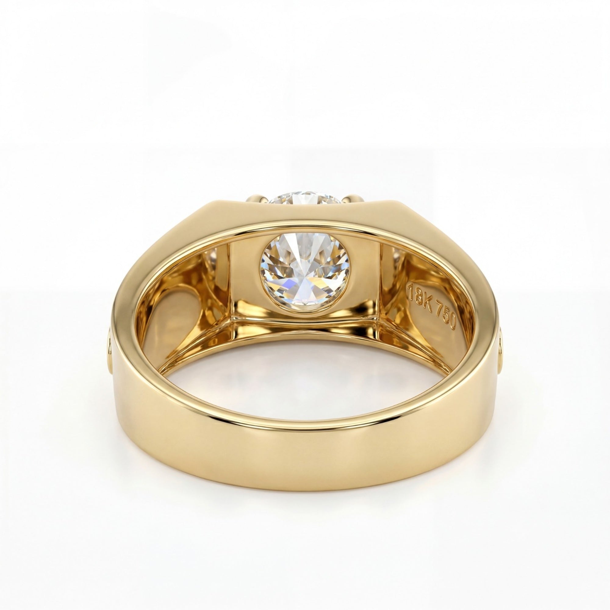 2 Carats MYZA IGI Certified Round Brilliant Lab-Grown Diamond Men's Ring in 18K Hallmarked Gold