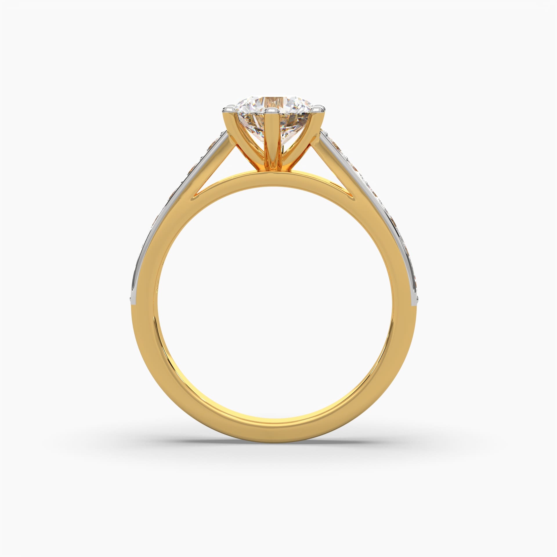 Admire the front view of MYZA’s IGI certified lab-grown diamond eternity band ring in 18K hallmark gold. This stunning ring features a continuous line of sparkling lab-grown diamonds, designed to represent eternal love and commitment. With its timeless design and luxurious craftsmanship, this eco-friendly piece is perfect for engagements, weddings, or anniversaries. Shop now to add this beautiful and sustainable ring to your collection, and experience the perfect blend of elegance and eco-conscious luxury.