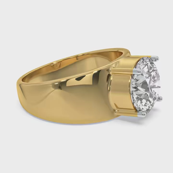 360-degree view of the 4-carat MYZA IGI certified lab-grown diamond men's ring in 18K hallmark gold. This video captures the intricate design and brilliant sparkle of the lab-grown diamond from all angles, showcasing its flawless facets and the elegance of the polished gold band. Experience the sustainable luxury and craftsmanship of this modern men’s diamond ring, offering a stunning combination of beauty, sophistication, and eco-consciousness.