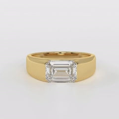 360-degree video showcasing the MYZA IGI Certified Emerald Cut Lab-Grown Diamond Men’s Ring in 18K yellow gold. This video highlights every angle of the men’s diamond ring, emphasizing the elegant emerald cut diamond, the detailed band design, and the premium craftsmanship of this luxury lab-grown diamond ring.