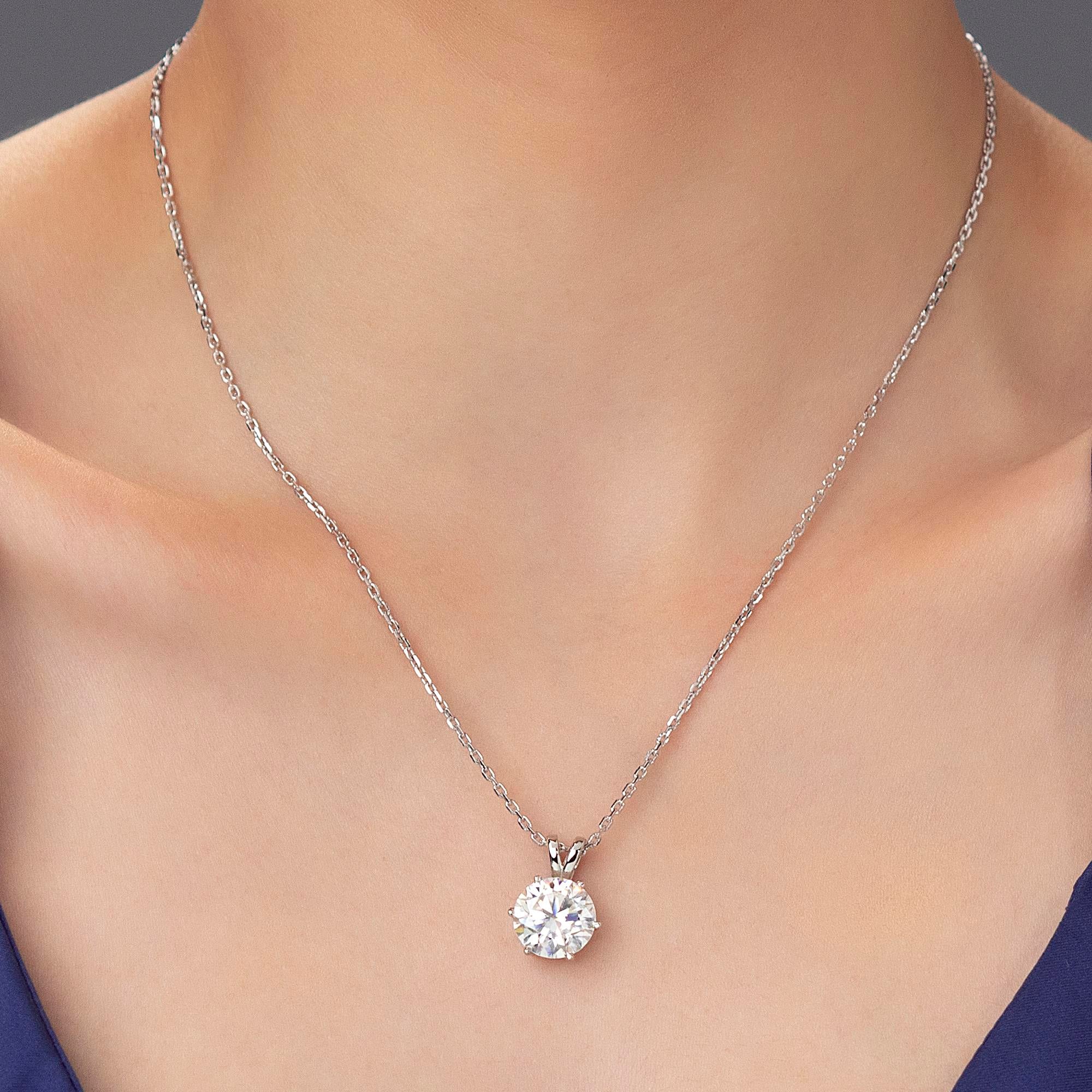 4-Carats (10.0 mm) 4-Carat MYZA Sterling Silver Necklace - MYZA