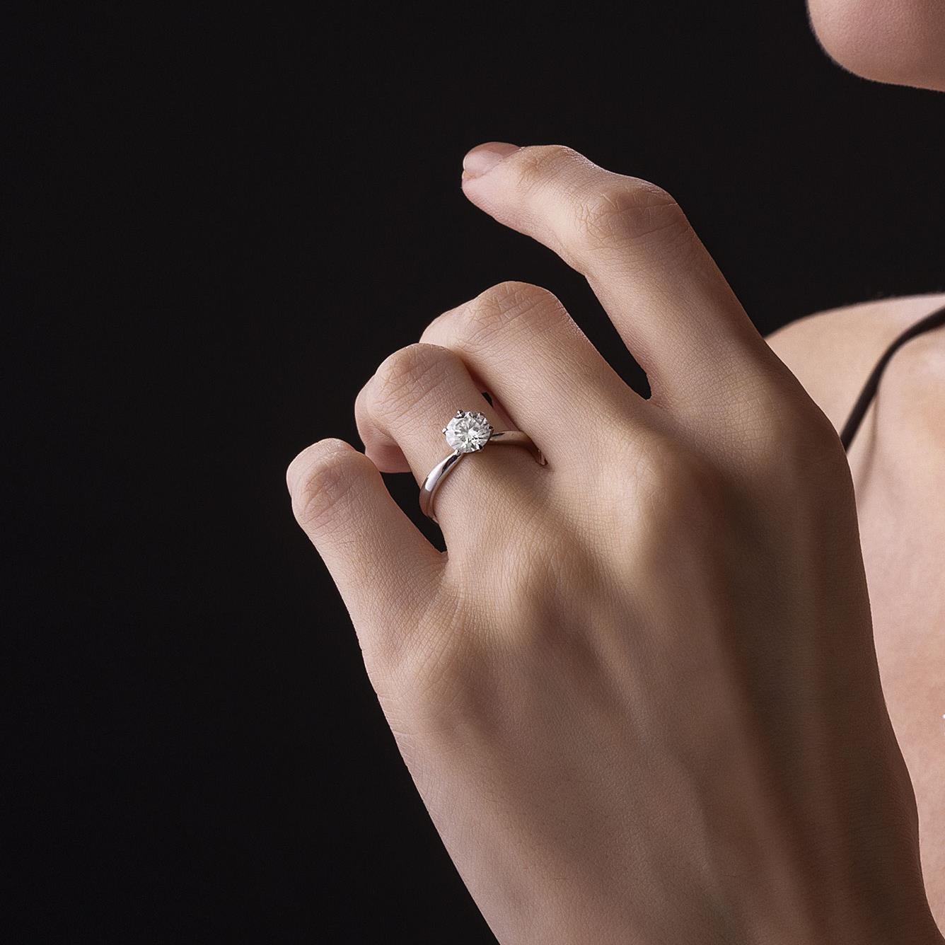 1 Carat MYZA Moissanite Adjustable Ring Engagement Solitaire Diamond Ring Jewelry for Women Girls Wife Gift