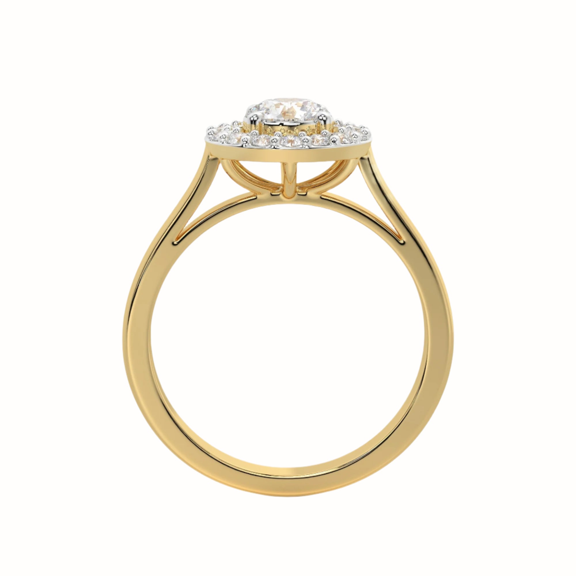Front view of MYZA IGI Certified 0.50 carat lab-grown diamond ring in 14K hallmarked gold, featuring a centered round brilliant diamond. A refined choice in lab diamond rings and ideal for those seeking a lab grown diamond engagement ring with minimalist elegance and ethical craftsmanship.