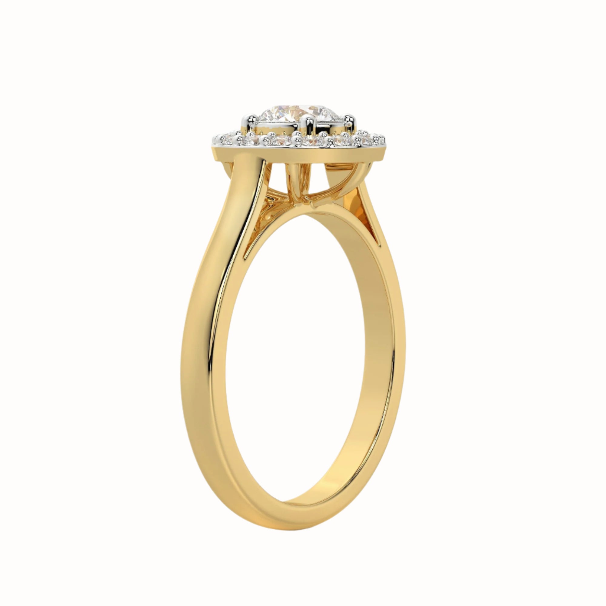 Front view of MYZA IGI Certified 0.50 carat lab-grown diamond ring in 14K hallmarked gold, featuring a centered round brilliant diamond. A refined choice in lab diamond rings and ideal for those seeking a lab grown diamond engagement ring with minimalist elegance and ethical craftsmanship.