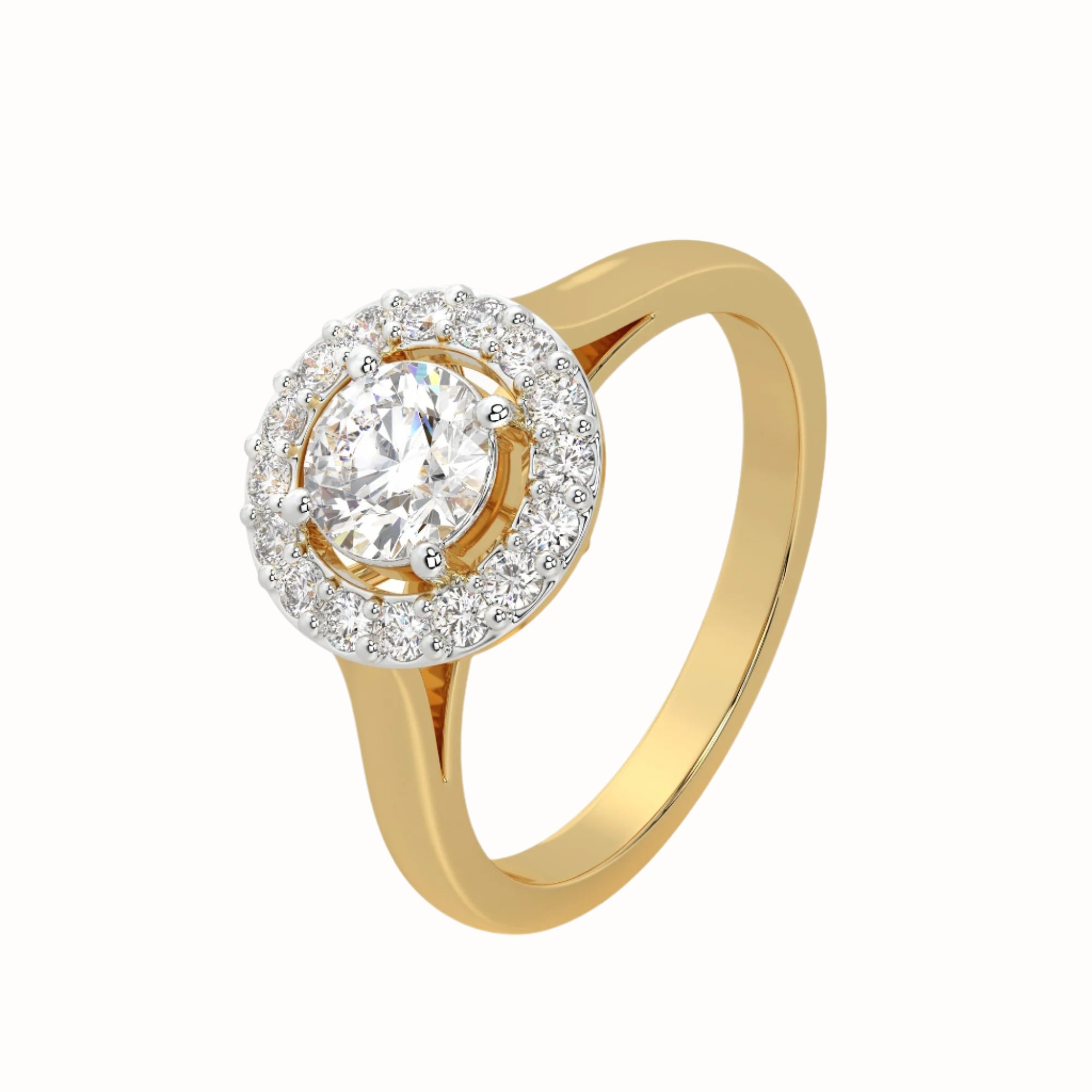 Front view of MYZA IGI Certified 0.50 carat lab-grown diamond ring in 14K hallmarked gold, featuring a centered round brilliant diamond. A refined choice in lab diamond rings and ideal for those seeking a lab grown diamond engagement ring with minimalist elegance and ethical craftsmanship.