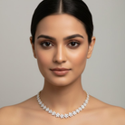 The MYZA Diamond Necklace features a design that maximizes light dispersion through a balanced arrangement of multiple diamond shapes, totaling 13 carats.