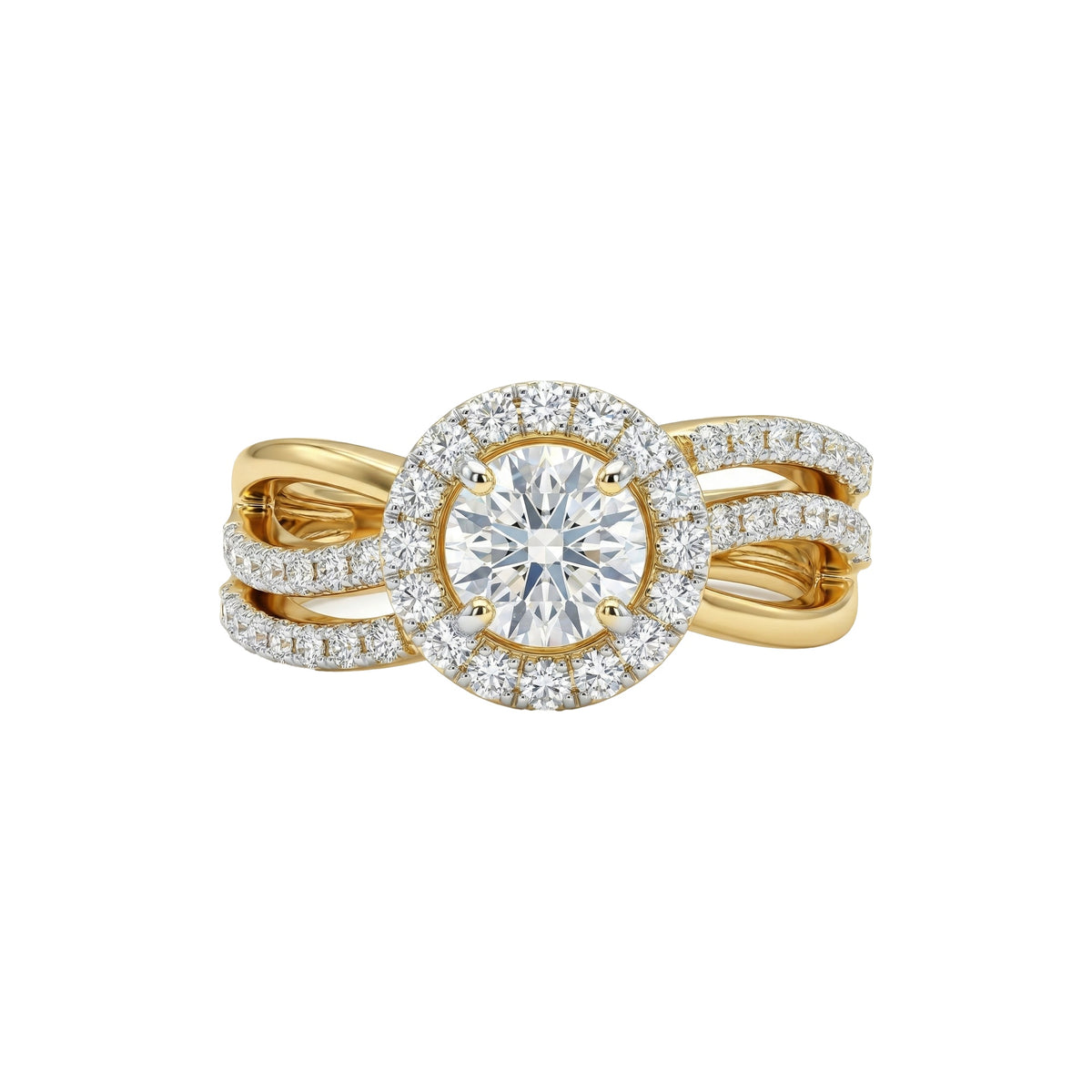 MYZA 0.88 Carats IGI Certified Lab-Grown Diamond Triple Band Ring in ...