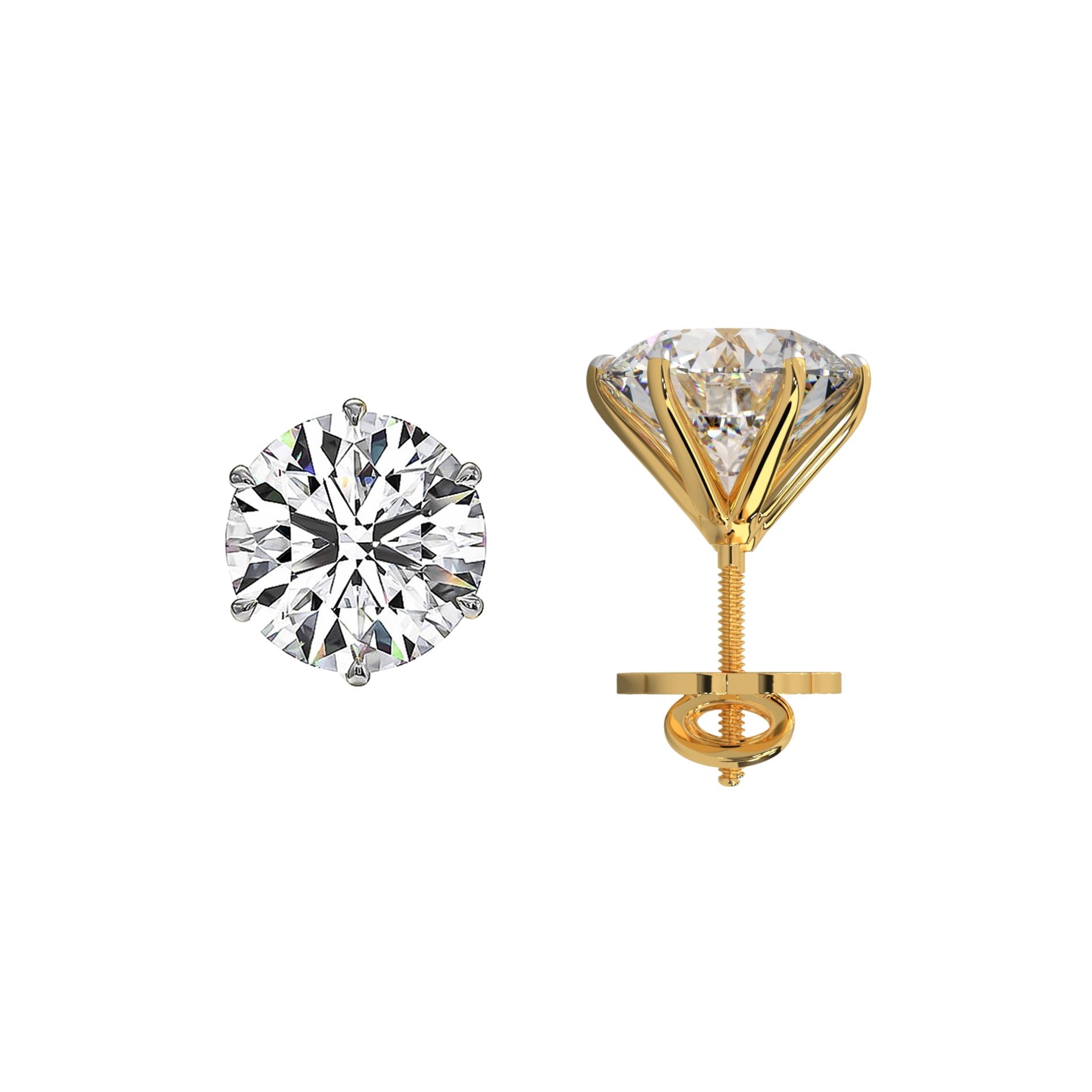 2 Carats (1-Carat Each x 2 Pcs) MYZA IGI Certified Lab-Grown Diamond Earrings in 18K Hallmark Gold