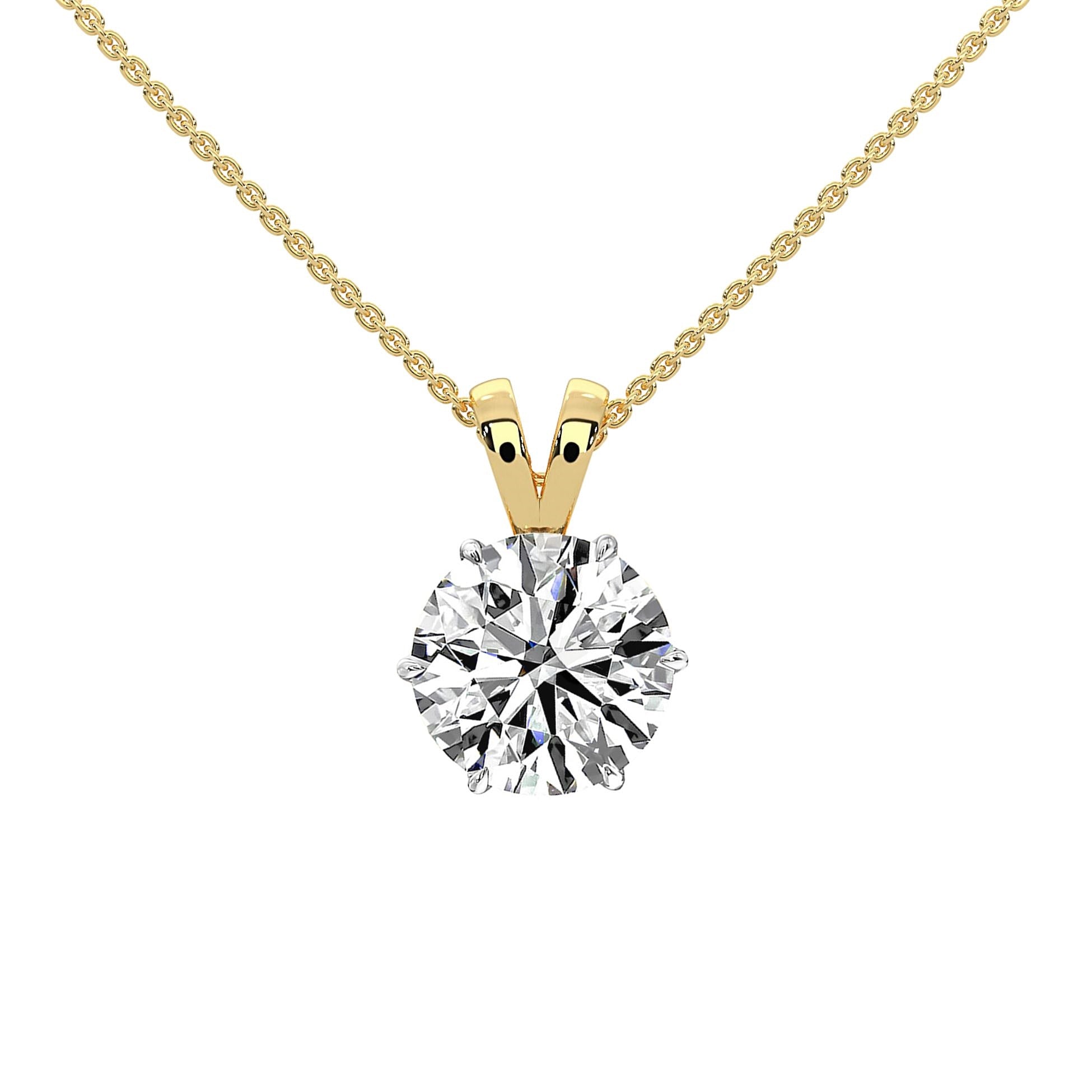 1 to 5 Carats MYZA IGI Certified Lab-Grown Diamond Necklace with Chain in 18K Hallmark Gold