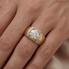 Shop MYZA's 2 Carat IGI Certified Round Brilliant Lab-Grown Diamond Men's Ring in 18K Hallmarked Gold with 0.015 Ct side diamonds. Ethical luxury, certified brilliance.