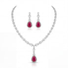 This 22 Carat MYZA set is a masterpiece of passionate color and refined geometry. By combining the deep, fiery allure of pear-cut rubies with a sophisticated mix of diamond shapes, this set creates a look of timeless majesty.
