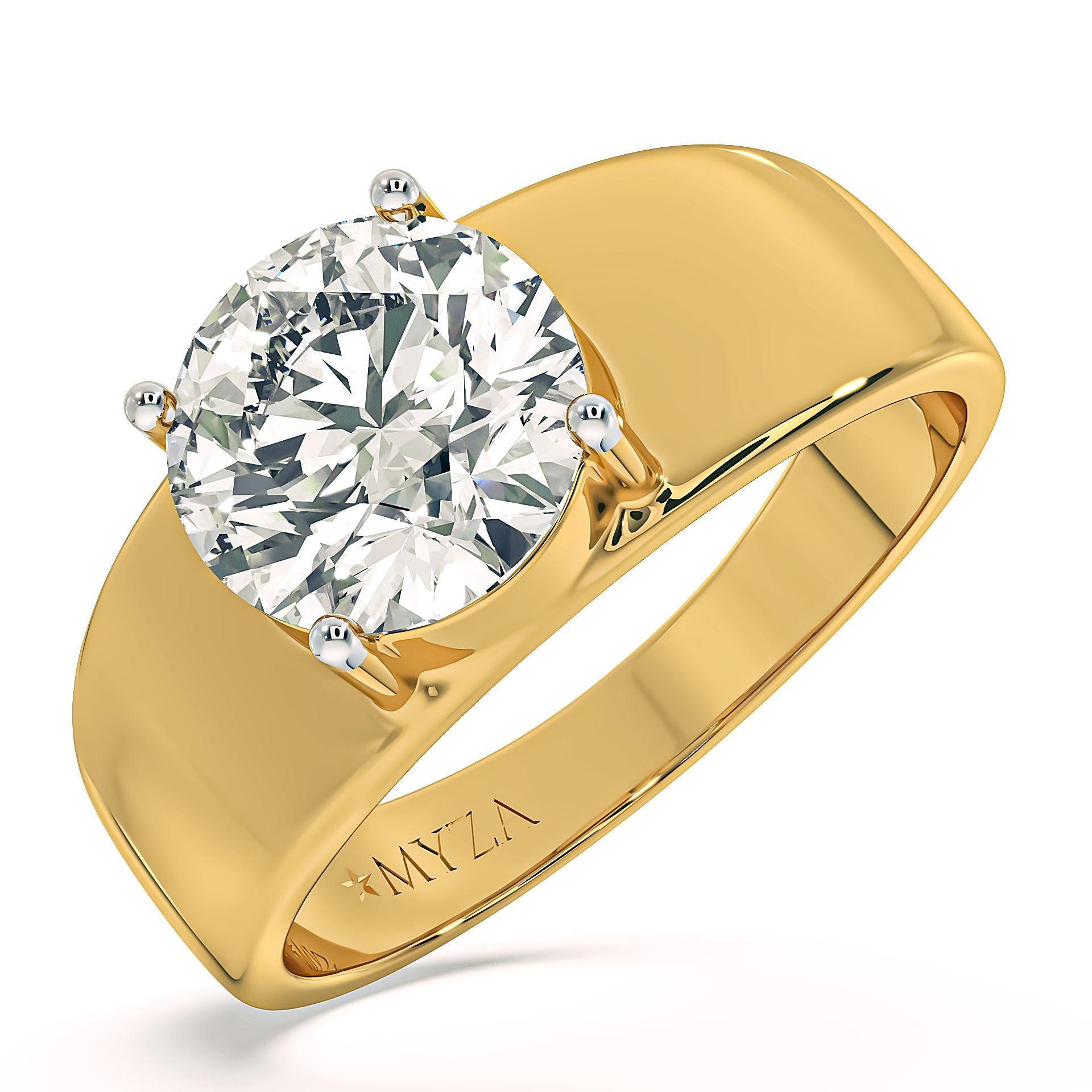 Myza Solitaire: Affordable Luxury, Lab-Made 2-Carat Gold Men's Ring, Symbol of Love