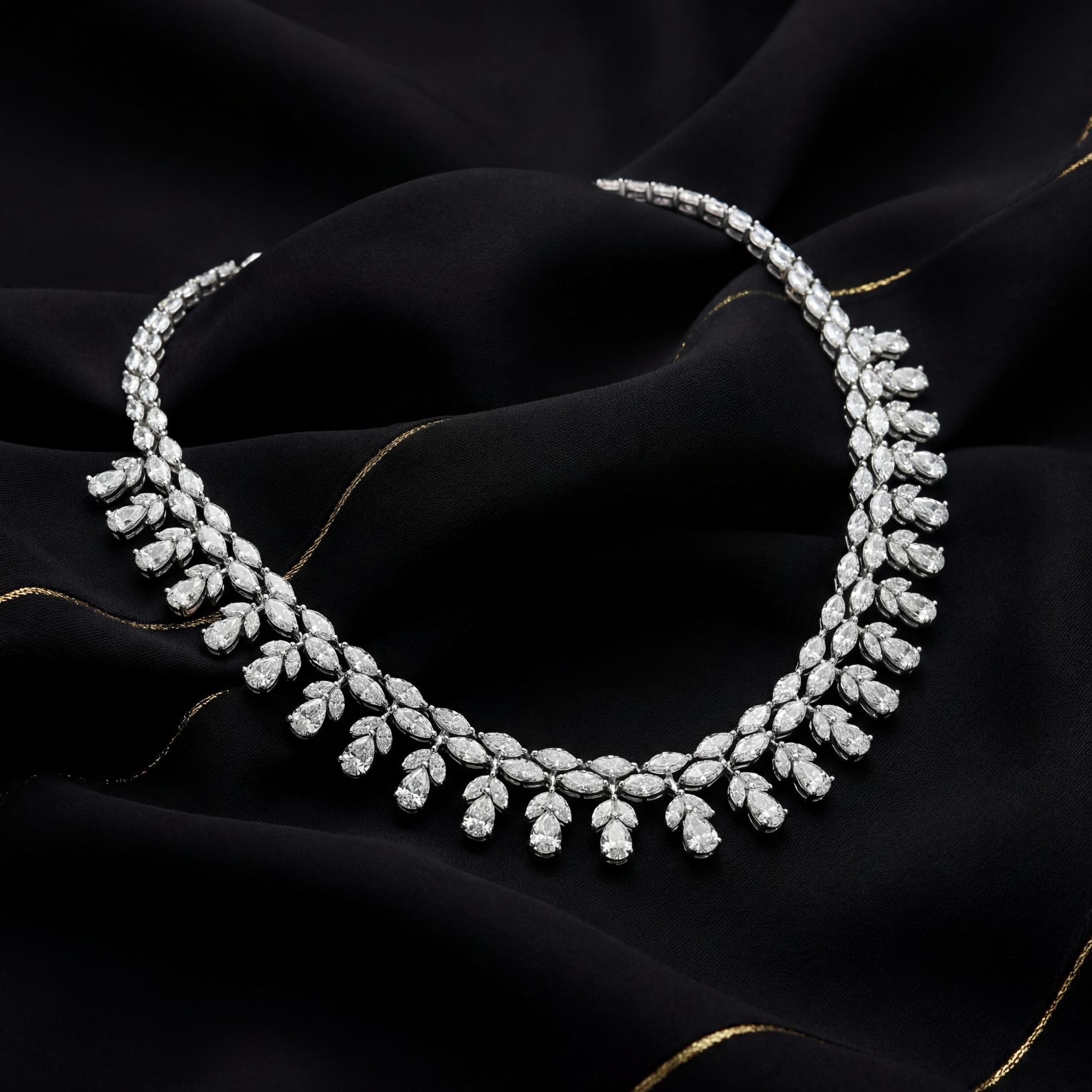 The MYZA Layered Floral Necklace is a poetic interpretation of a garden in full bloom, rendered in a breathtaking 30 carats of MYZA-certified lab-grown diamonds.