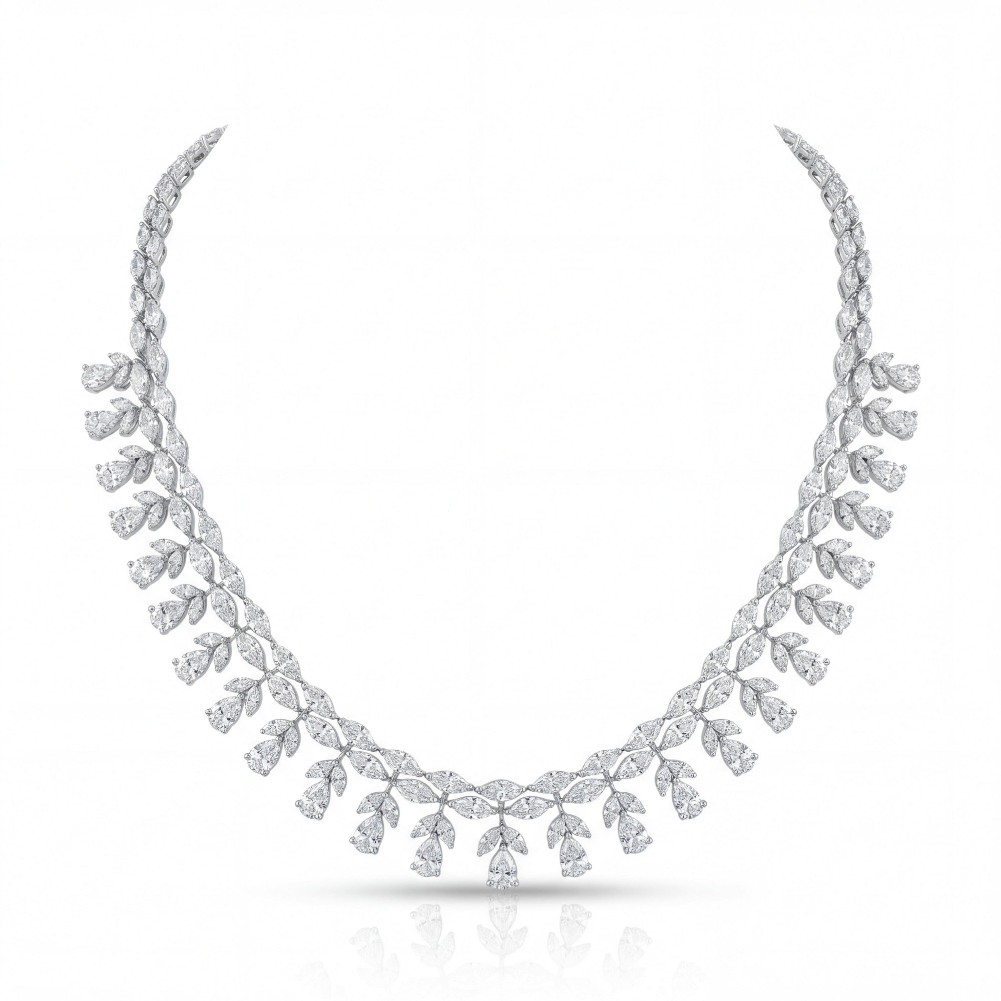 The MYZA Layered Floral Necklace is a poetic interpretation of a garden in full bloom, rendered in a breathtaking 30 carats of MYZA-certified lab-grown diamonds.