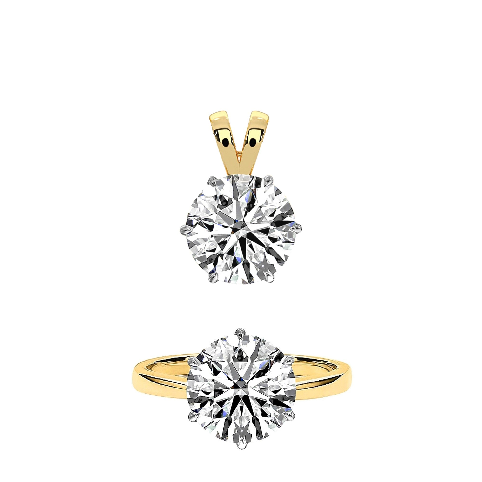 3-Carat MYZA (DVVS2) IGI Certified Lab-Grown Diamond Necklace Ring Set in 18K Hallmark Gold