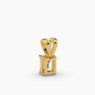 Back side view of MYZA Diamonds' emerald cut lab-grown diamond pendant in 18K hallmark gold, showcasing the detailed craftsmanship. A perfect example of sustainable luxury, this lab-grown diamond pendant for women offers a refined, elegant design ideal for special occasions.