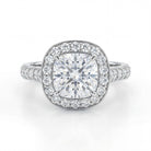 2.13 Carat MYZA IGI Certified Cushion Cut Lab-Grown Diamond Milgrain Ring in 18K Hallmarked White Gold