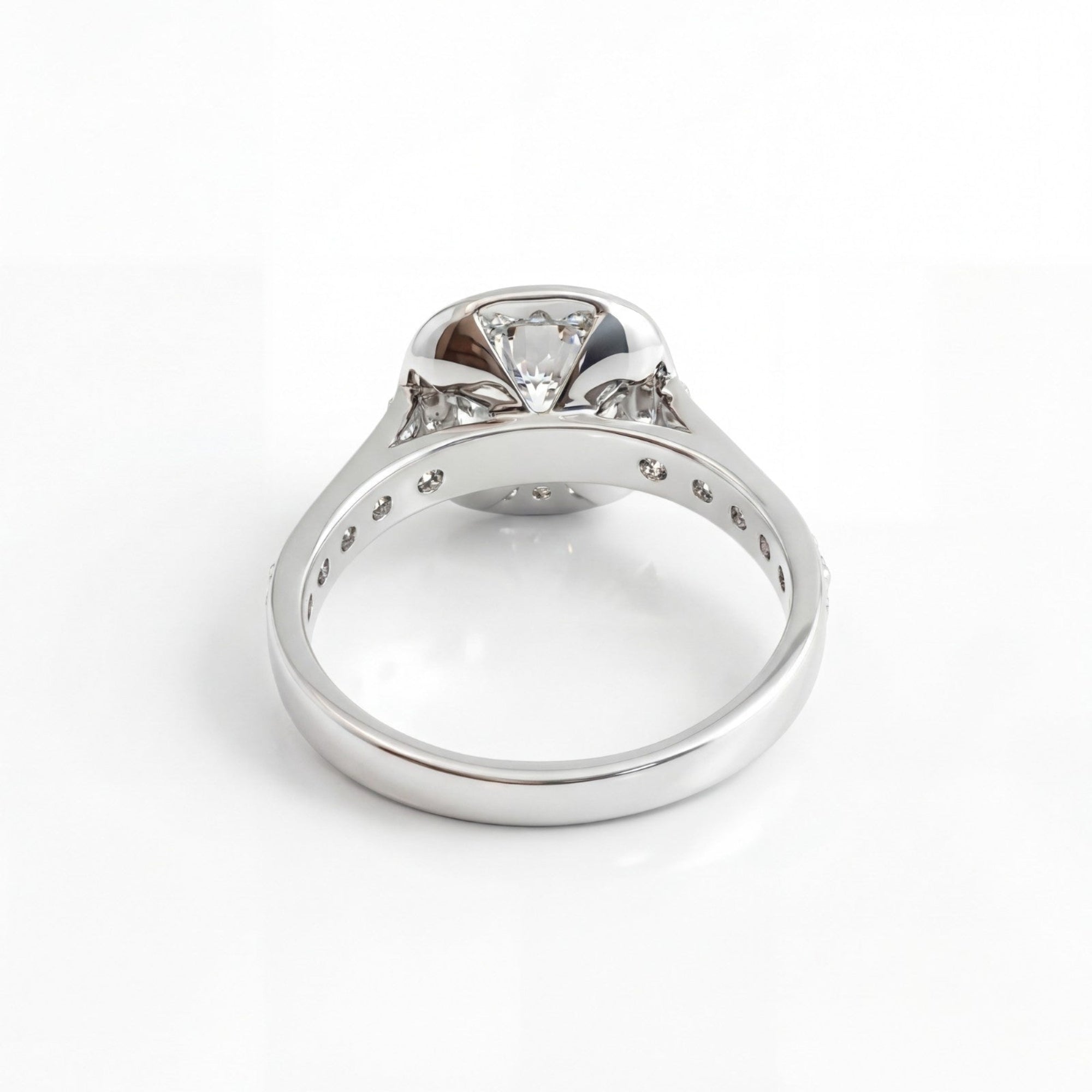 2.13 Carat MYZA IGI Certified Cushion Cut Lab-Grown Diamond Milgrain Ring in 18K Hallmarked White Gold