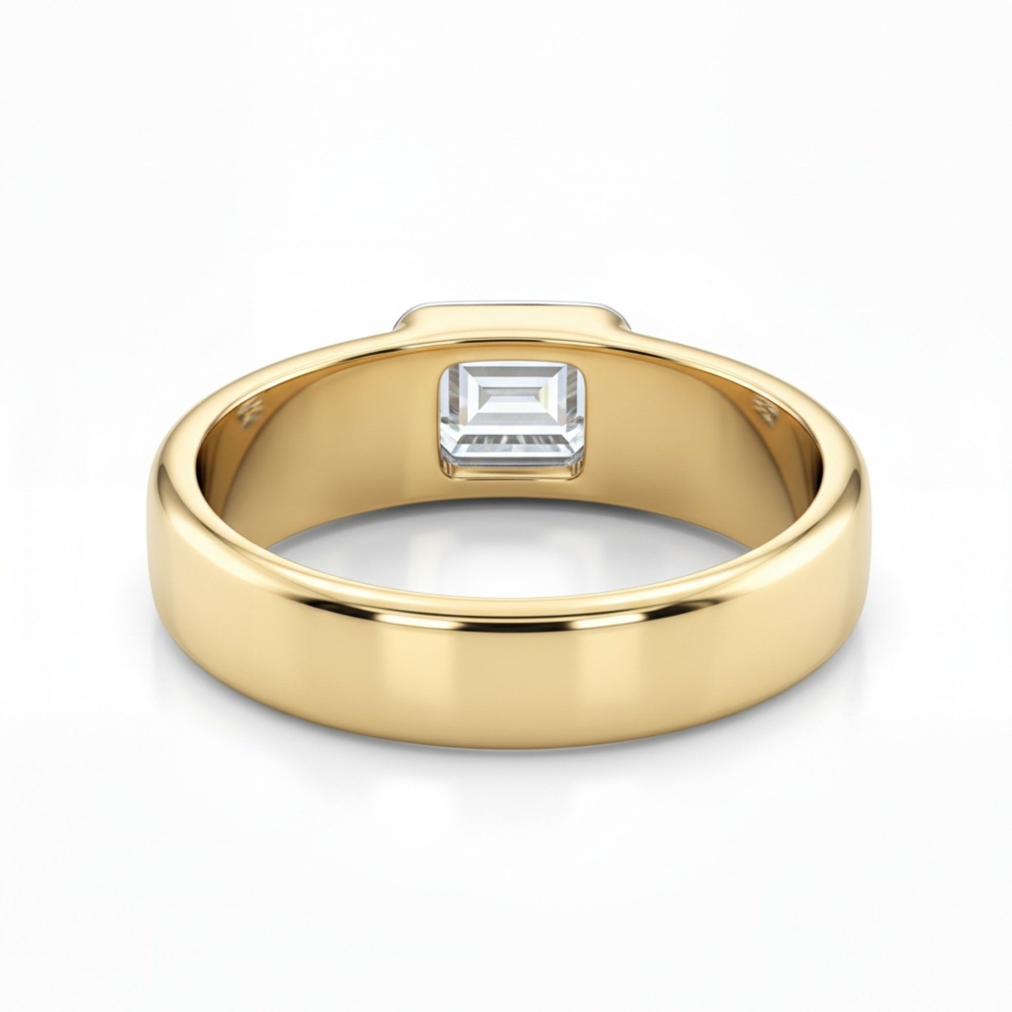 2 Carats MYZA IGI Certified Emerald Cut Lab-Grown Diamond Men's Ring in 18K Hallmarked Gold