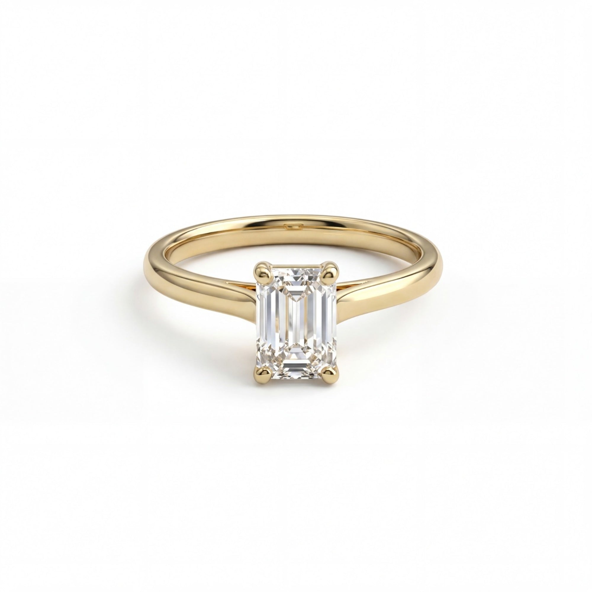 1 Carat MYZA IGI Certified Emerald Cut Lab-Grown Diamond Ring in 18K Hallmarked Gold