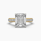 Front view of MYZA Diamonds' 4-carat eternity band emerald cut lab-grown diamond ring in 18K hallmark gold. The image highlights the continuous row of emerald cut diamonds, showcasing their brilliance and the elegant craftsmanship of the band, perfect for engagement or wedding rings with sustainable luxury.