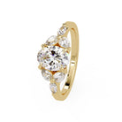 Buy MYZA 1 Ct IGI Certified Oval Lab-Grown Diamond Ring in 18K Hallmarked Gold with Pear & Marquise side diamonds. Ethical luxury. Shop now.