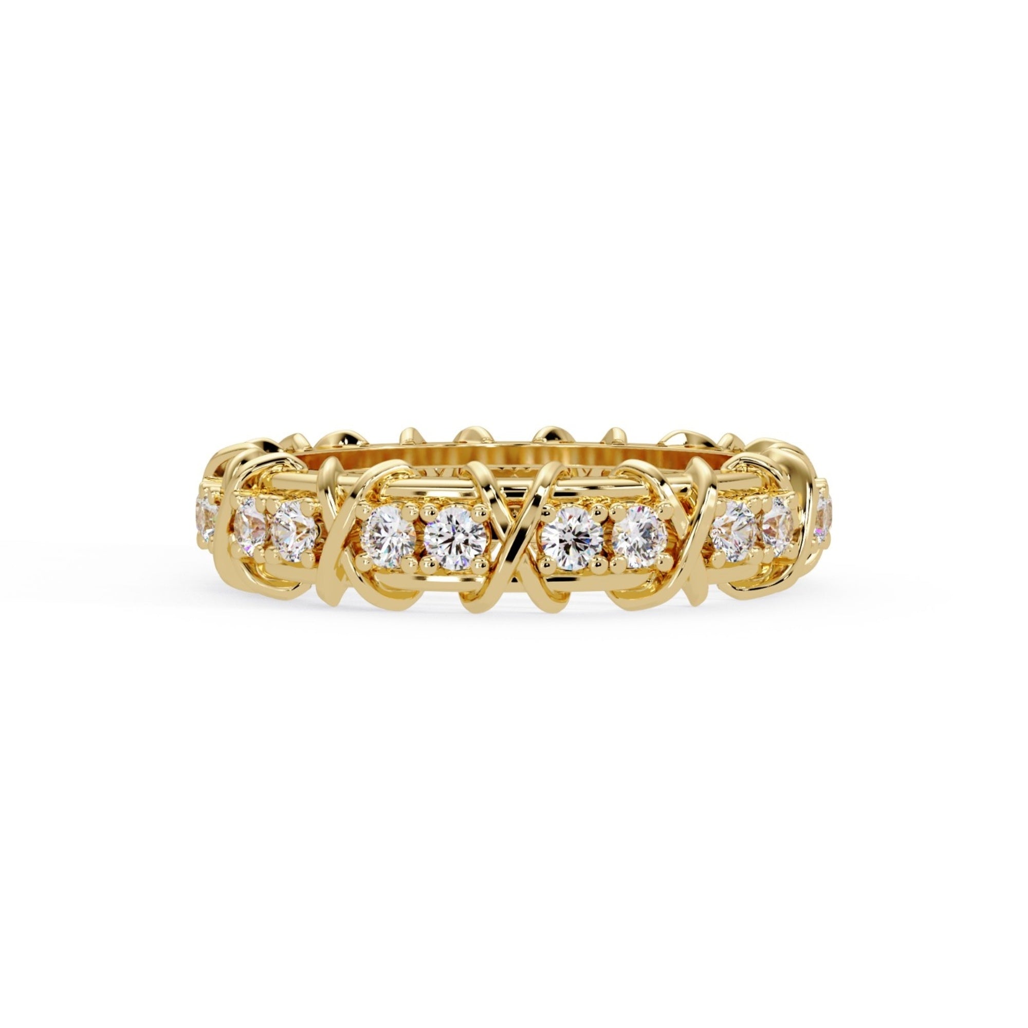 Shop MYZA's 1.32 ct round brilliant lab-grown diamond band ring in 18K hallmarked gold. IGI-certified, ethically sourced, conflict-free luxury jewellery.